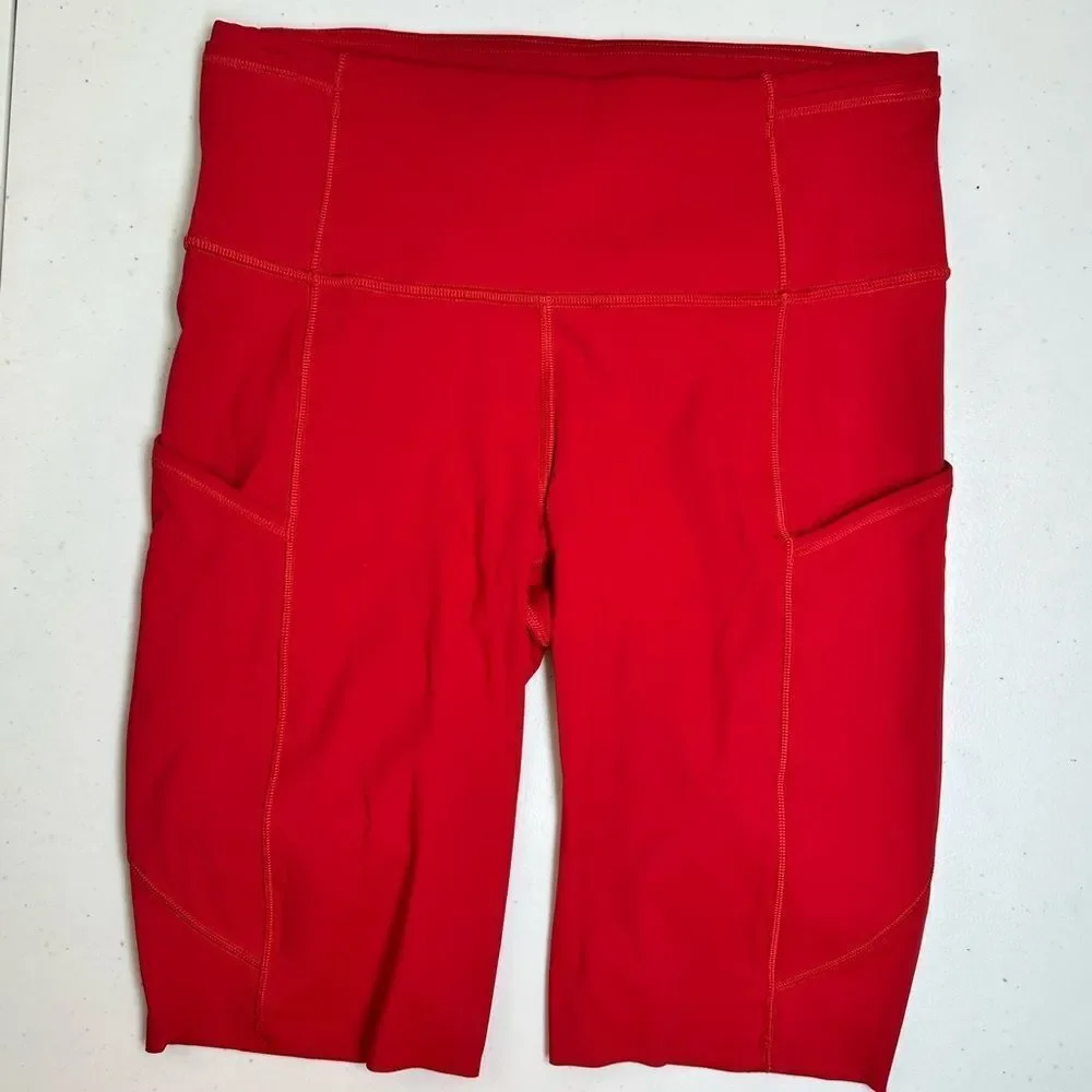 EUC Lululemon Fast Free Red Athletic Bike Short with Pockets - Size 6